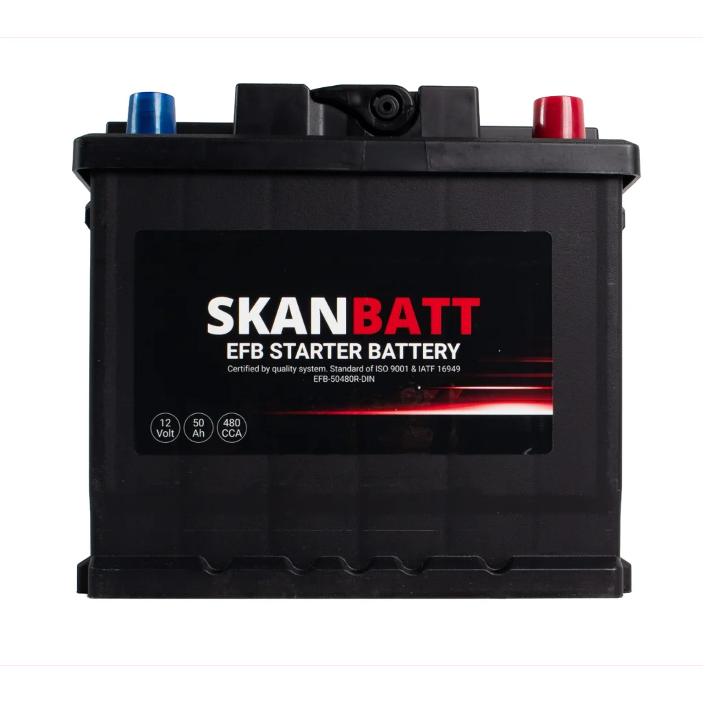 SKANBATT EFB Startbatteri 12V 50AH 480CCA (207x175x190mm) +R