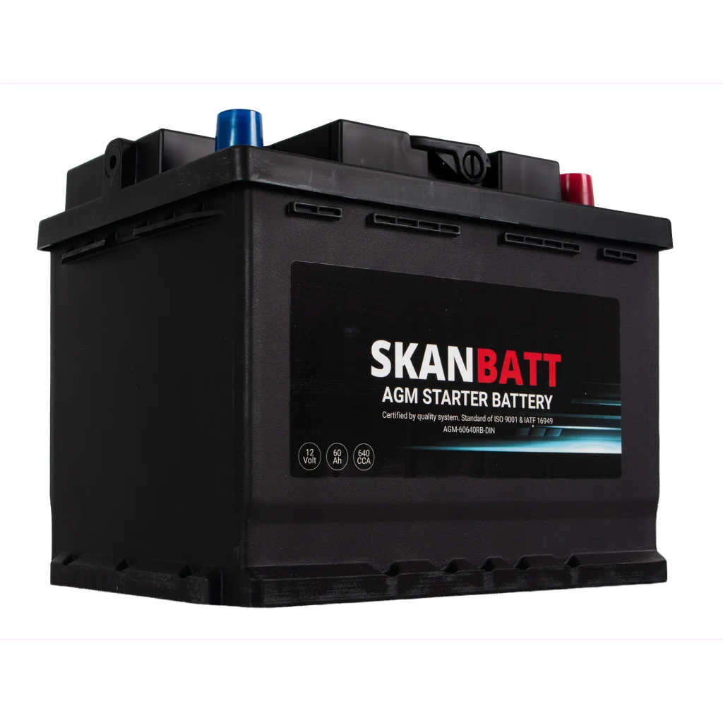 SKANBATT AGM Startbatteri 12V 60AH 640CCA (242x175x190mm) +R