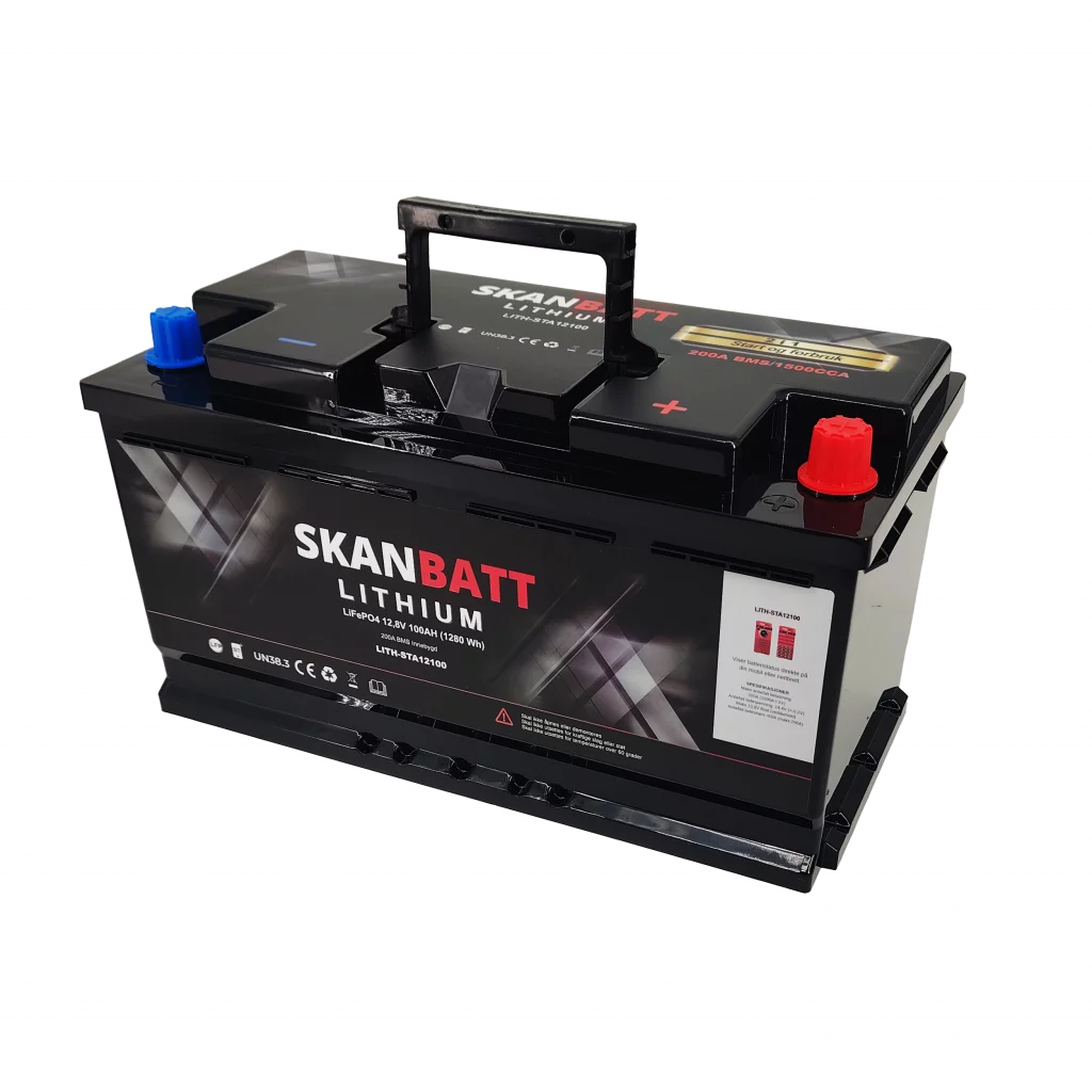 SKANBATT Lithium Start- og forbruksbatteri 12V 100Ah 1500CA - Bluetooth