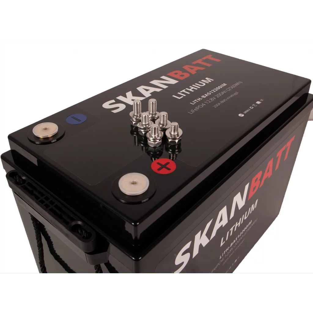 SKANBATT Lithium Batteri 12V 200AH 200A BMS (345x190x245mm)