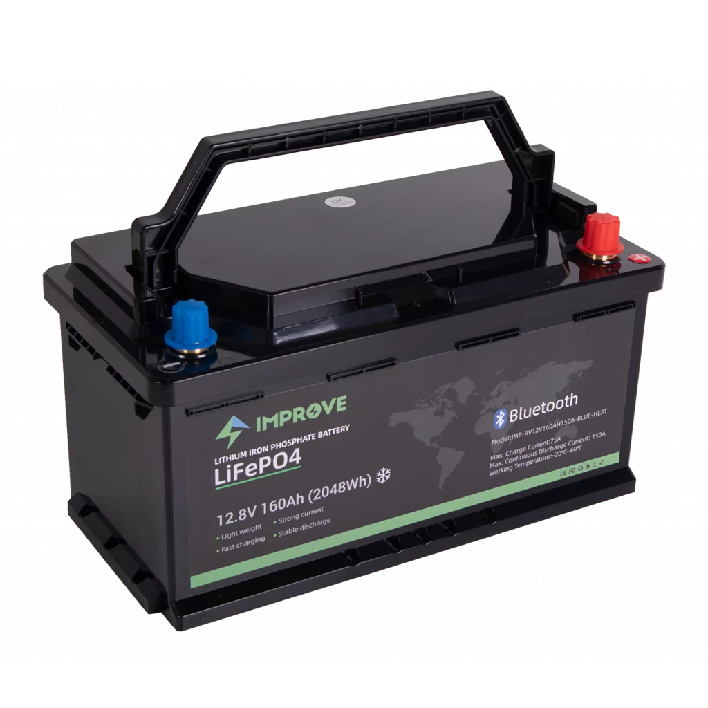 IMPROVE Lithium Batteri 12V 160Ah (LiFePO4) BMS 150A - BOBIL - HEAT - Bluetooth