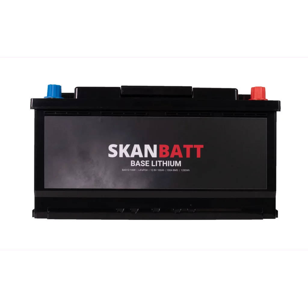 SKANBATT Base Lithium - 12V 100Ah 100A BMS - 352x174x190mm - 3 Års garanti - Bobil