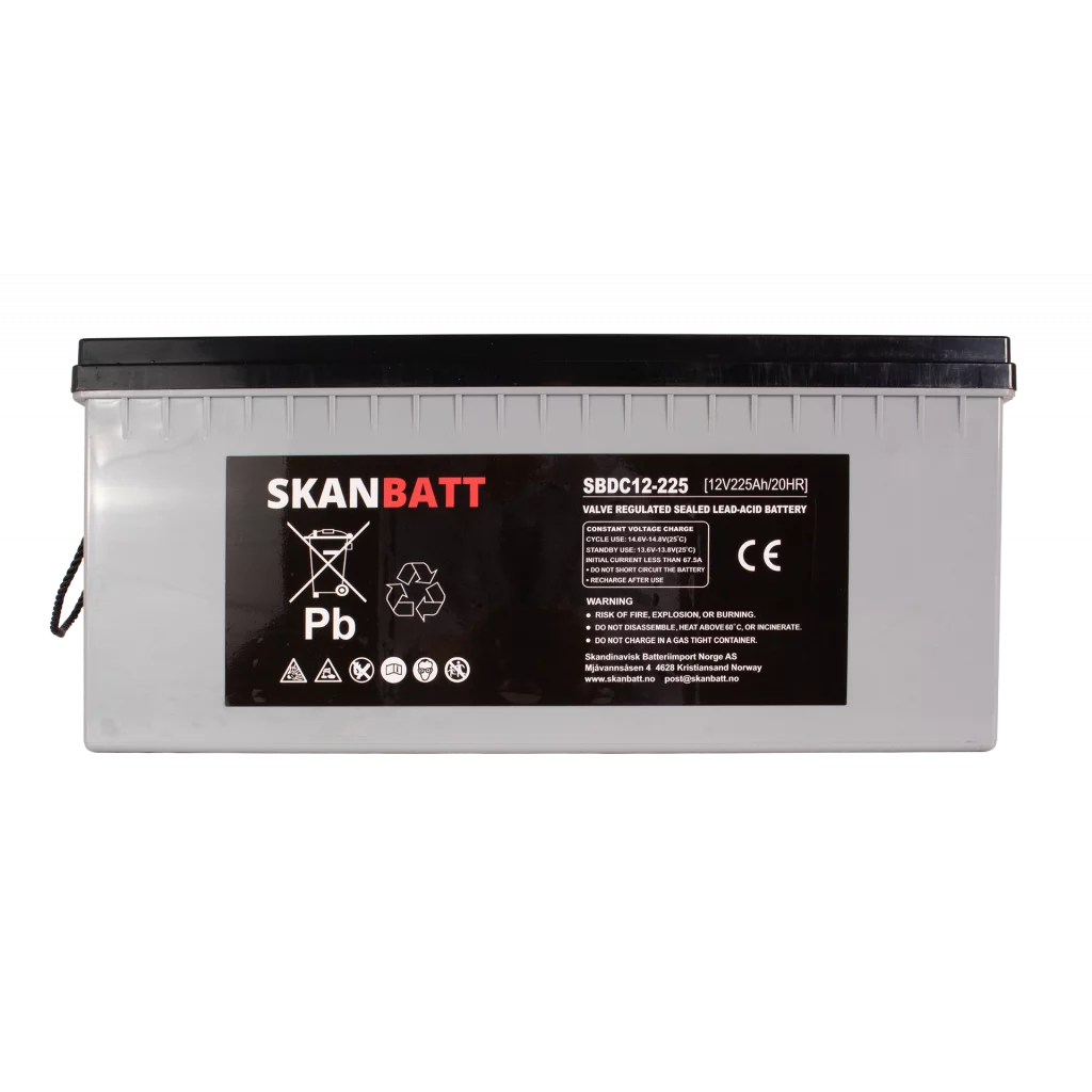 SKANBATT AGM Deep Cycle Batteri 12V 225AH C10 (522x240x219mm) +høyre