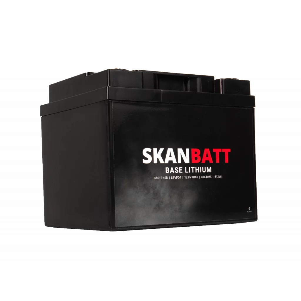 SKANBATT Base Lithium - 12V 40Ah 40A BMS - 198x166x170mm - Bluetooth - 3 Års garanti