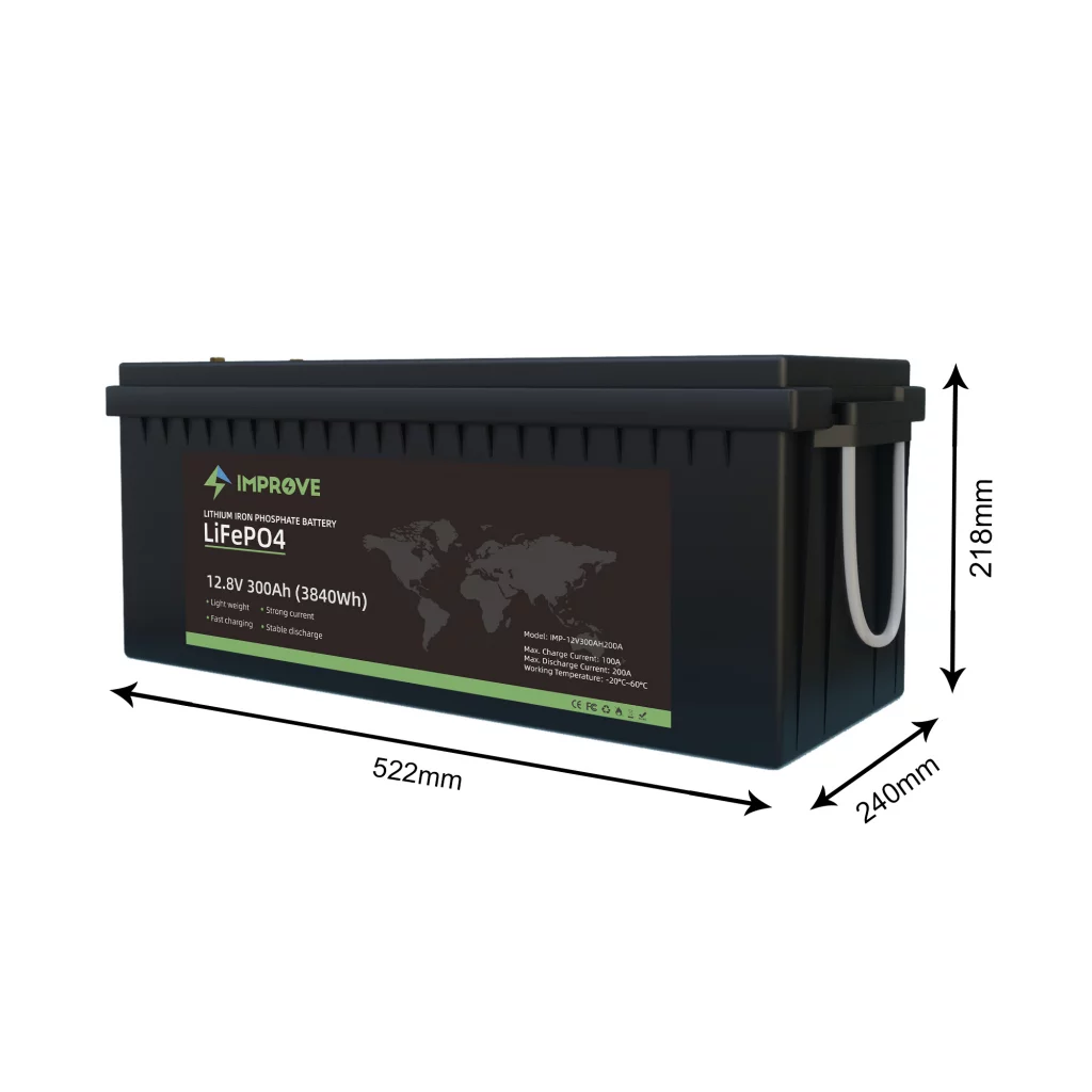 IMPROVE Lithium Batteri 12V 300Ah (LiFePO4) BMS 200A