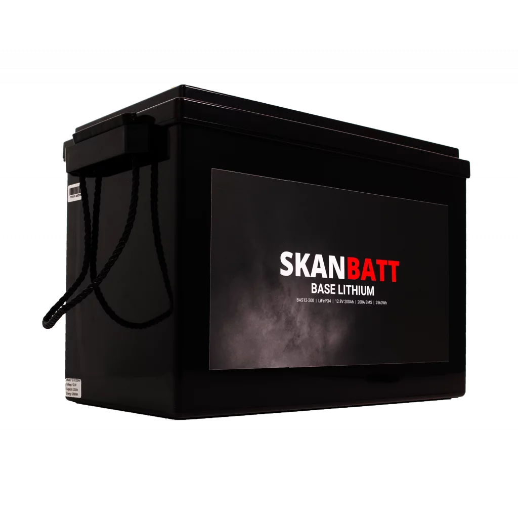 SKANBATT Base Lithium - 12V 200Ah 200A BMS - 345x190x245mm - 3 Års garanti