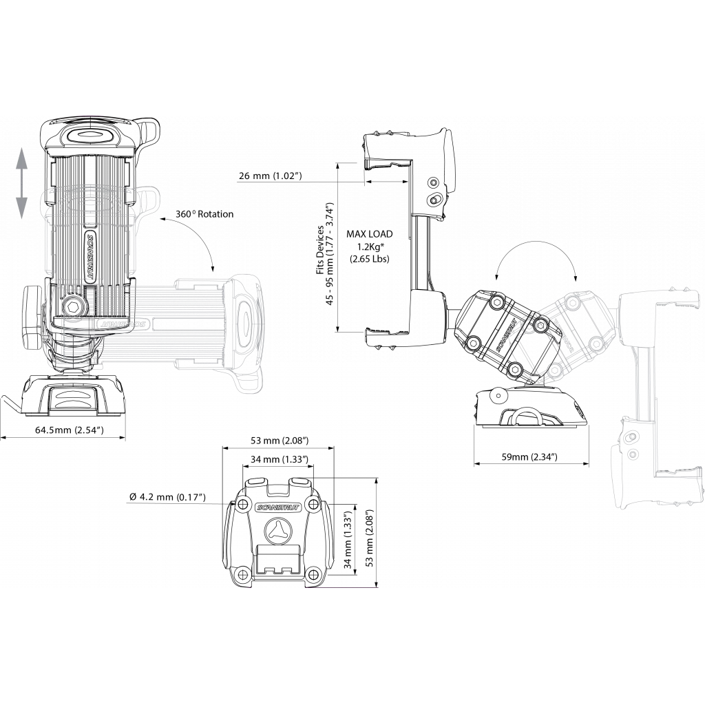Scanstrut ROKK MINI Mobilholder til fastmontering