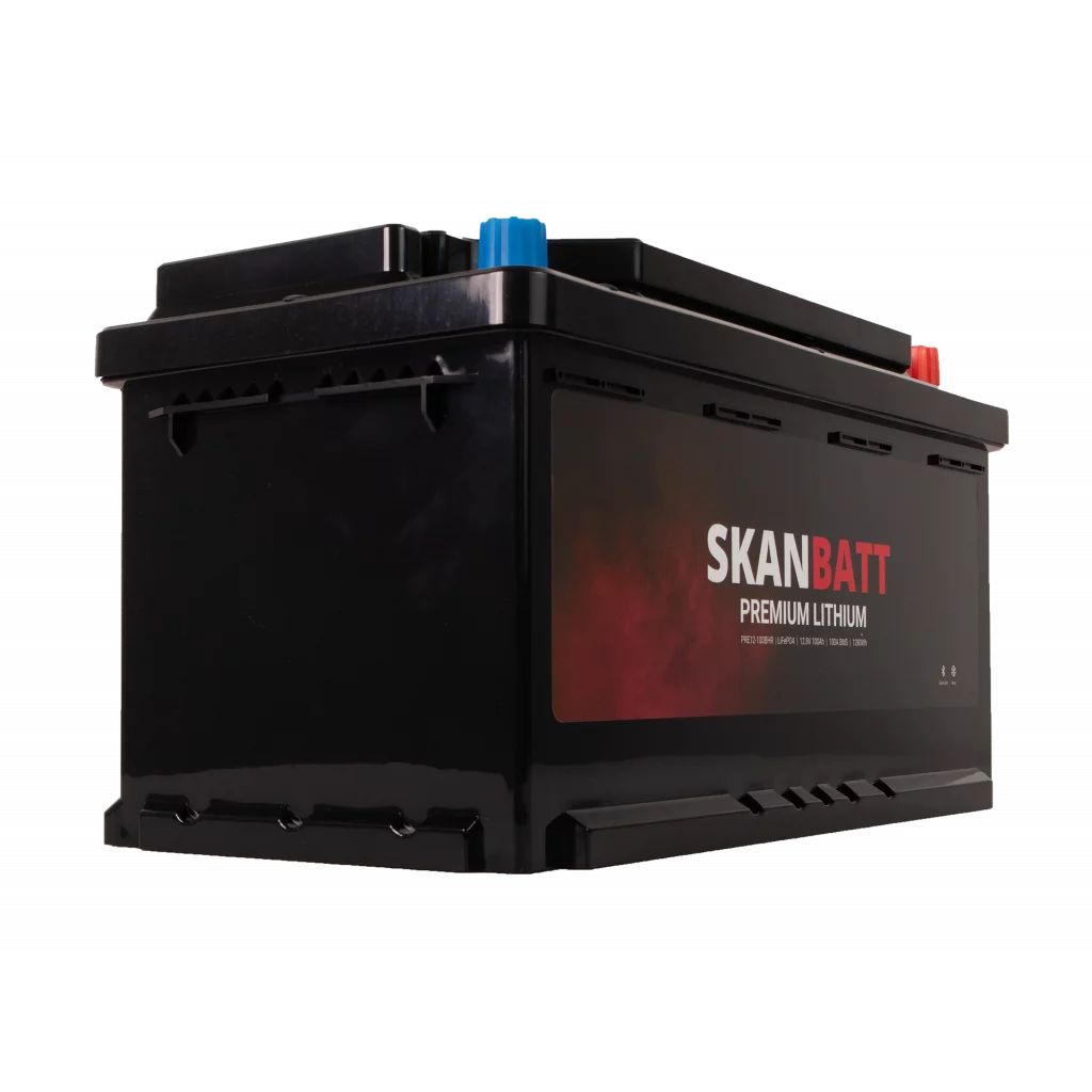 SKANBATT Premium Lithium - 12V 100Ah 100A BMS - 359x178x188mm - Bluetooth - Heat  - 8 Års garanti - Bobil