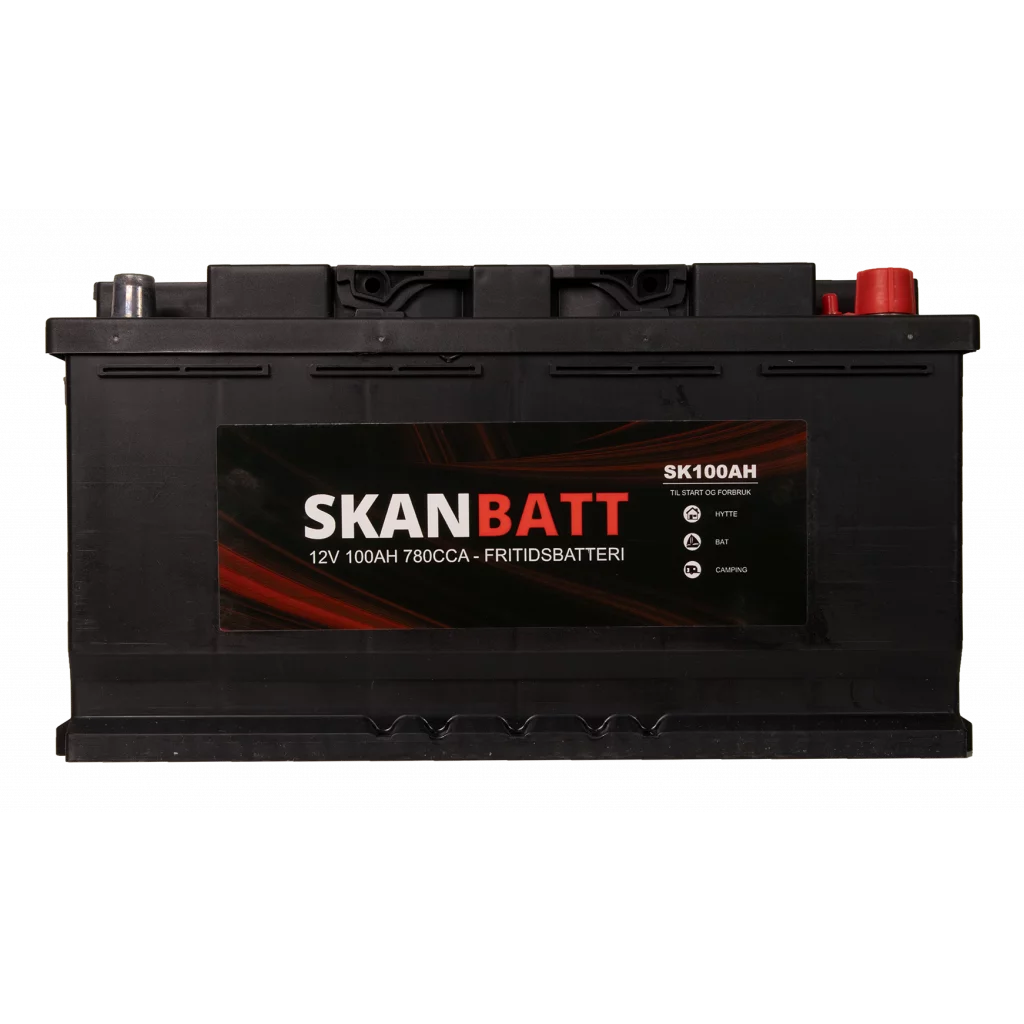 SKANBATT Fritidsbatteri 12V 100AH 780CCA (354x175x190/190mm) +høyre