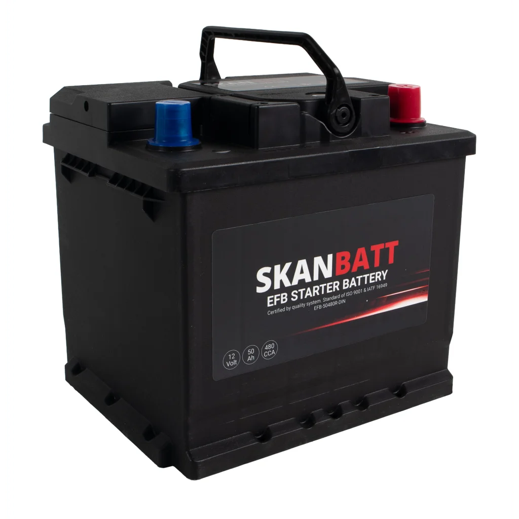 SKANBATT EFB Startbatteri 12V 50AH 480CCA (207x175x190mm) +R