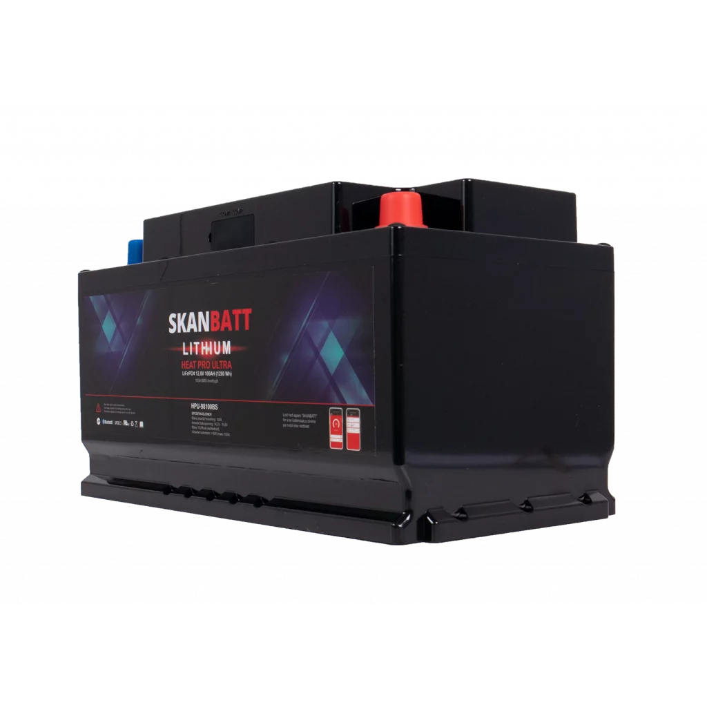 SKANBATT Lithium HEAT PRO 'Ultra' 12V 100AH - CAN Bus - 300A (<3s) - 8 års garanti - BOBILBATTERIET