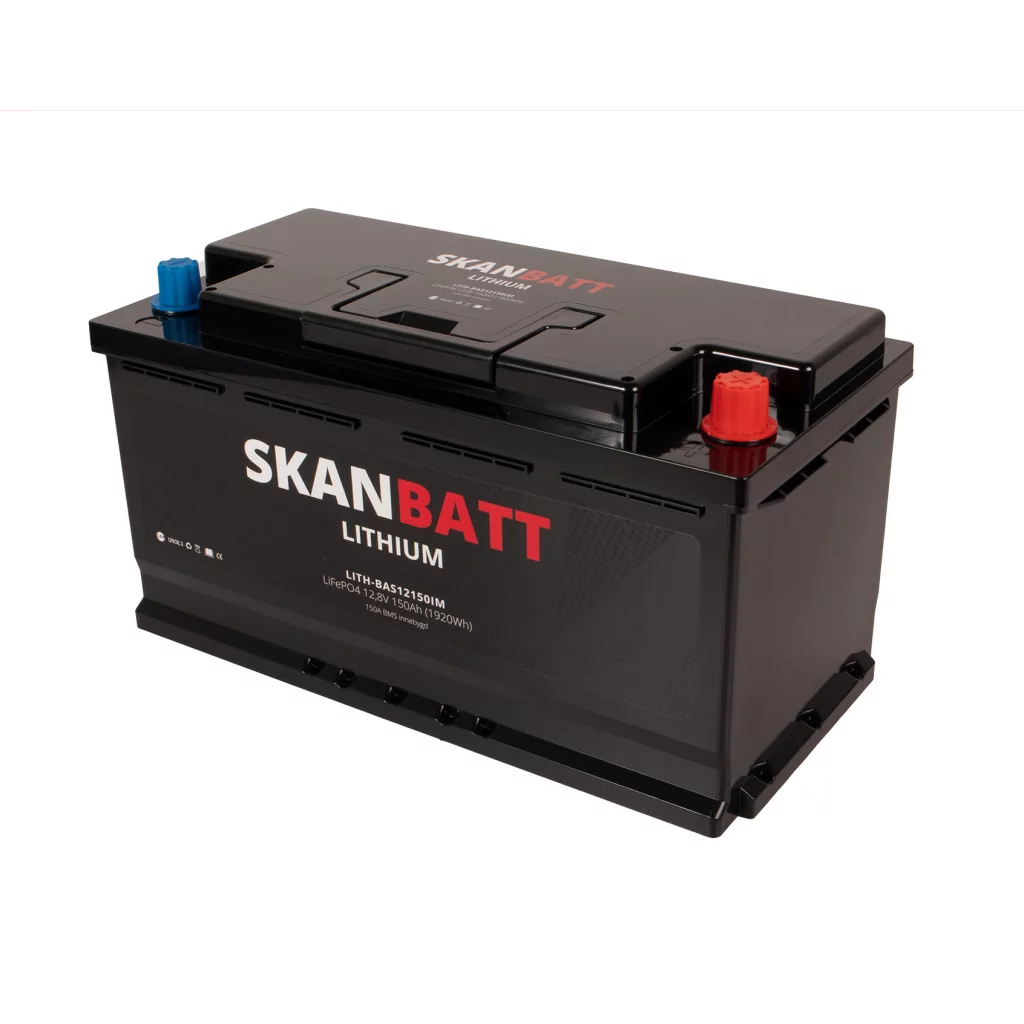 SKANBATT Lithium Batteri 12V 150AH 150A BMS (352x174x190mm)