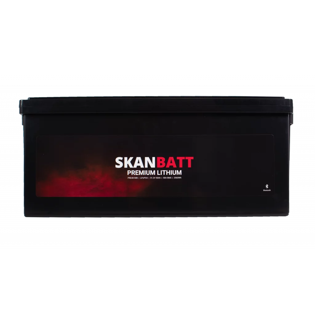 SKANBATT Premium Lithium - 48V 50Ah 50A BMS - 522x238x218mm - Bluetooth - 8 Års garanti
