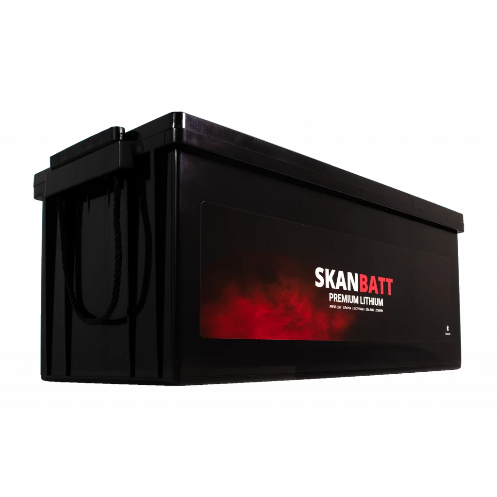 SKANBATT Premium Lithium - 48V 50Ah 50A BMS - 522x238x218mm - Bluetooth - 8 Års garanti