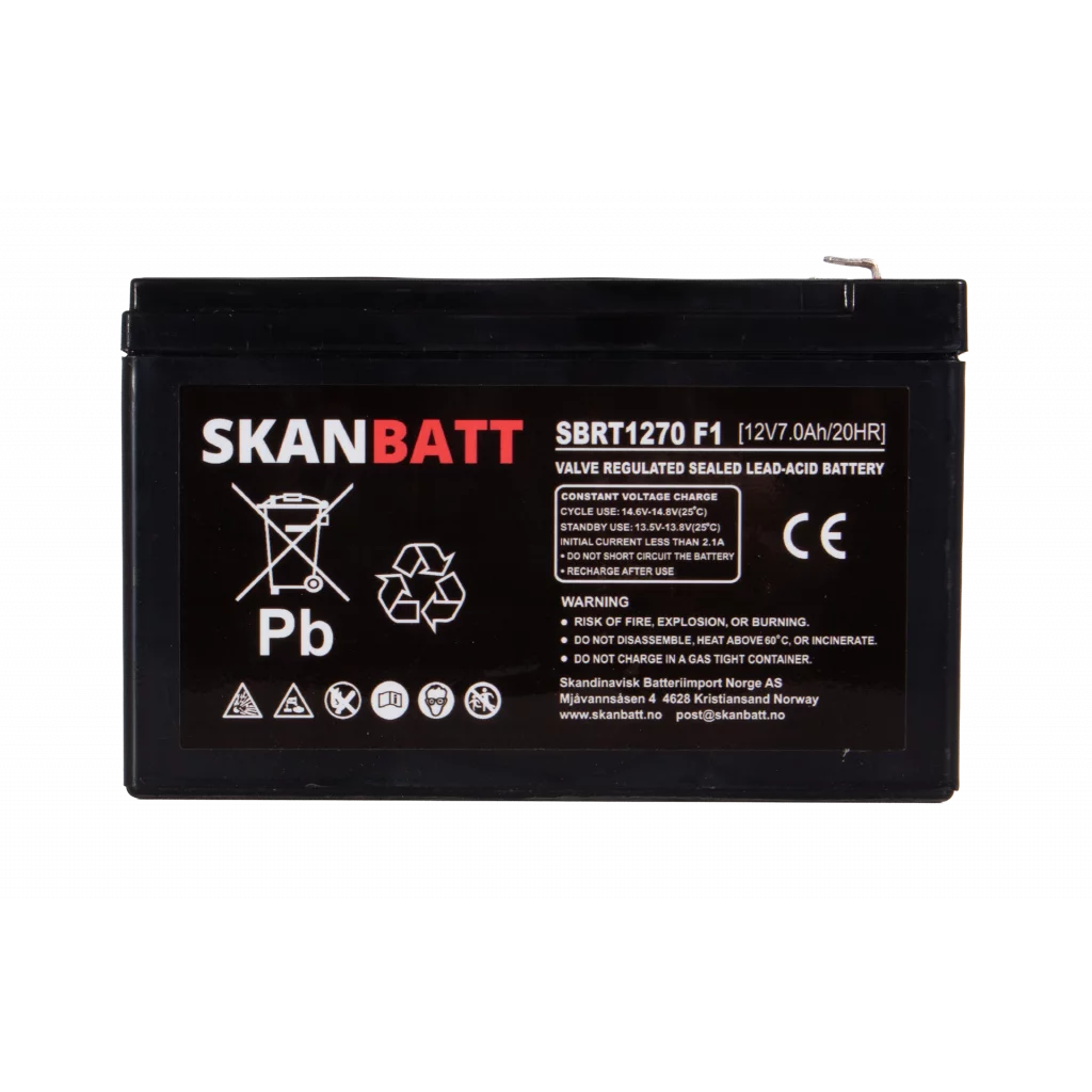 SKANBATT AGM Batteri 12V 7AH (151x65x94mm) F1