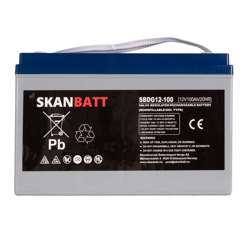 SKANBATT GEL Deep Cycle Batteri 12V 100AH (328x169x222mm) +venstre
