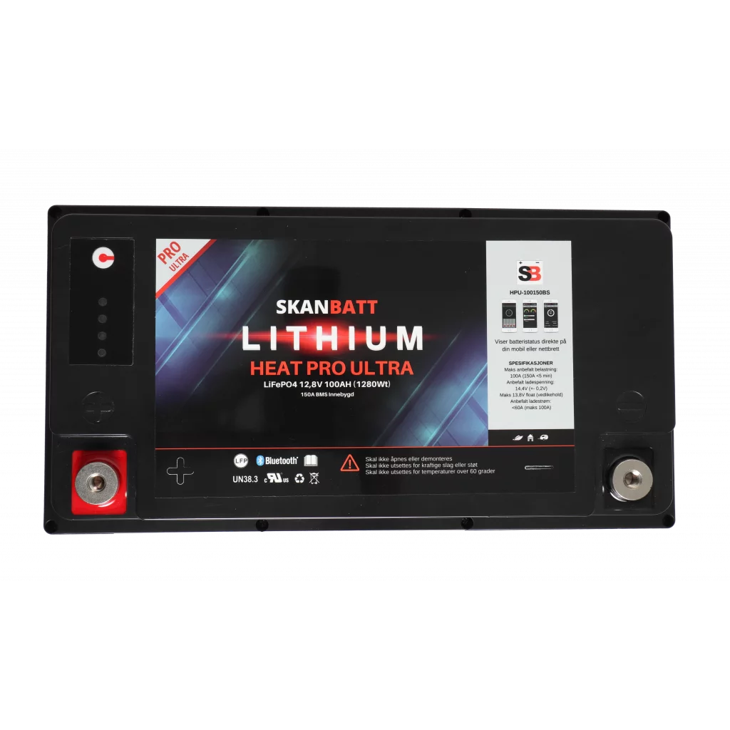 SKANBATT Lithium HEAT PRO 'Ultra' 12V 100AH - CAN Bus - 300A (<3s) - 8 års garanti