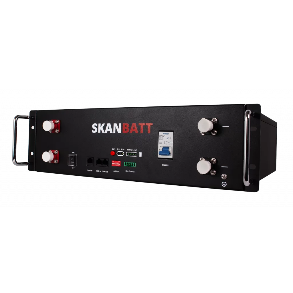 SKANBATT Premium Lithium 3U Rackbatteri 51,2V 100Ah - 5,12kWh - LiFePO4 - OTA