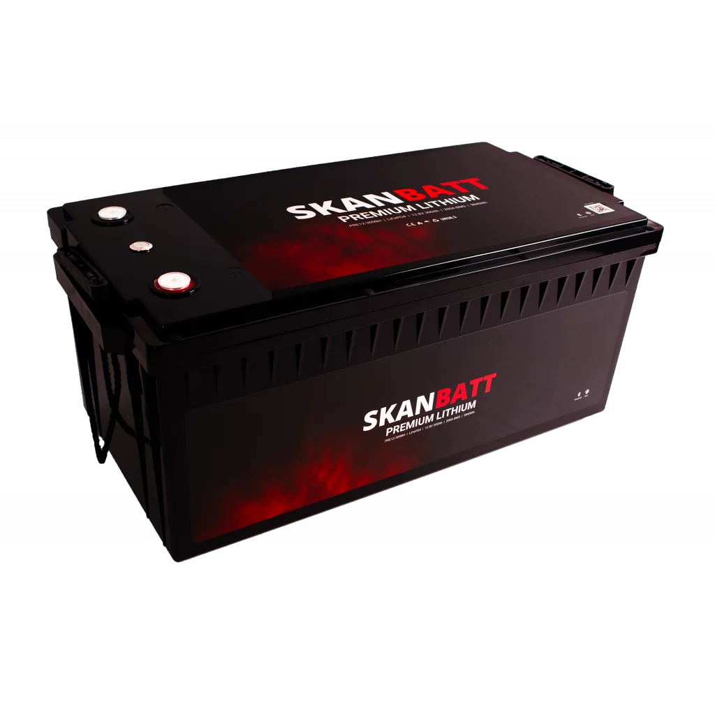 SKANBATT Premium Lithium - 12V 300Ah 200A BMS - 523x269x218mm - Bluetooth - Heat - 8 Års garanti