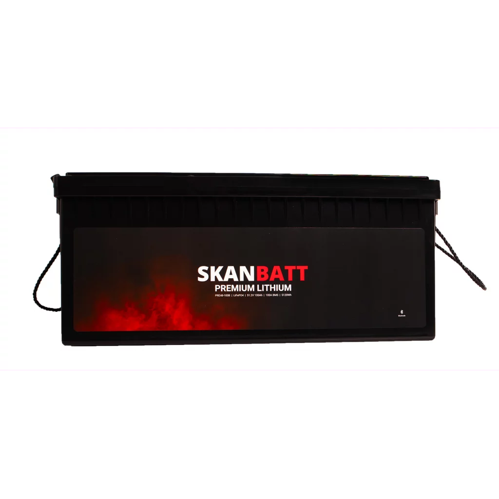 SKANBATT Premium Lithium - 48V 100Ah 100A BMS - 522x268x218mm - Bluetooth - 8 Års garanti
