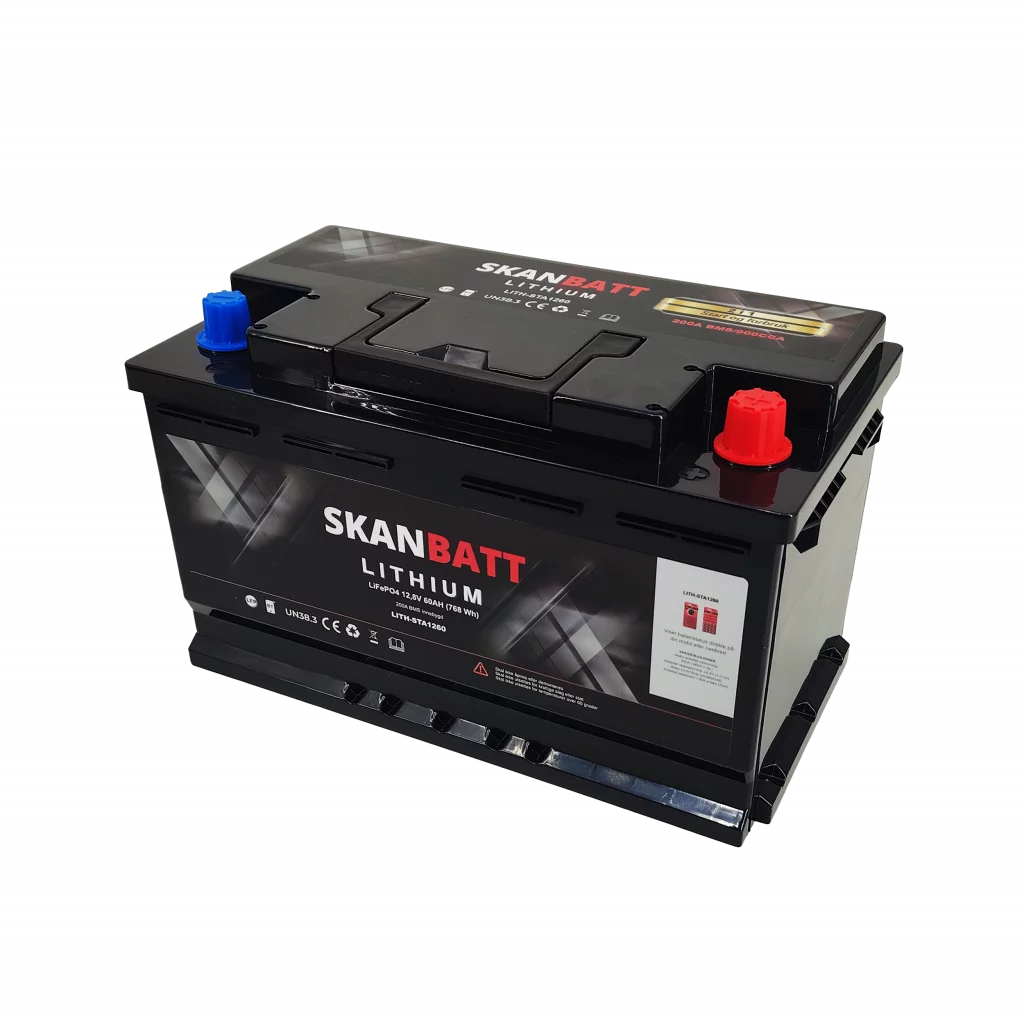 SKANBATT Lithium Start- og forbruksbatteri 12V 60Ah 900CA - Bluetooth
