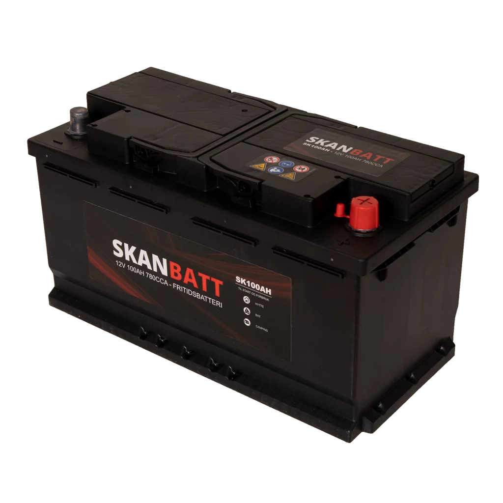 SKANBATT Fritidsbatteri 12V 100AH 780CCA (354x175x190/190mm) +høyre