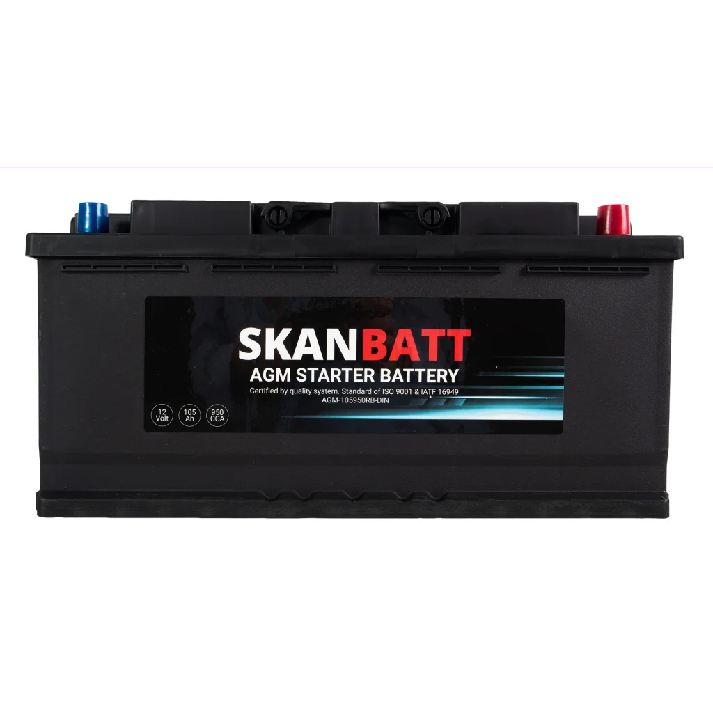 SKANBATT AGM Startbatteri 12V 105AH 950CCA (393x175x190mm) +R