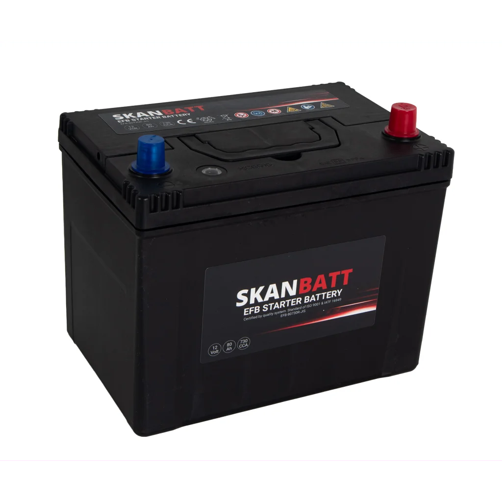 SKANBATT EFB Startbatteri 12V 80AH 730CCA (260x174x225mm) +R