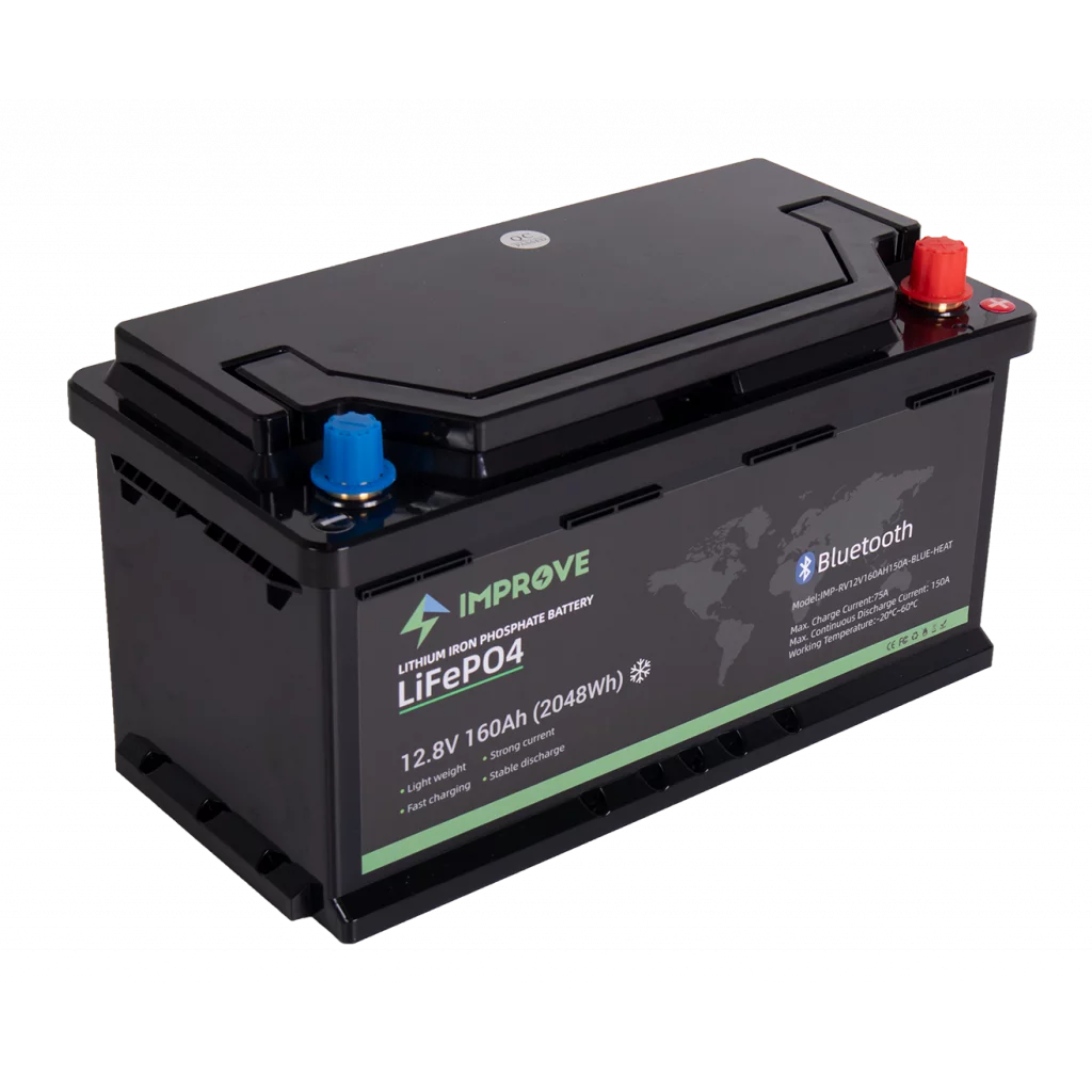 IMPROVE Lithium Batteri 12V 160Ah (LiFePO4) BMS 150A - BOBIL - HEAT - Bluetooth