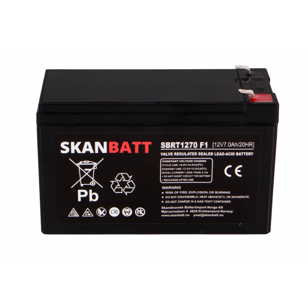 SKANBATT AGM Batteri 12V 7AH (151x65x94mm) F1