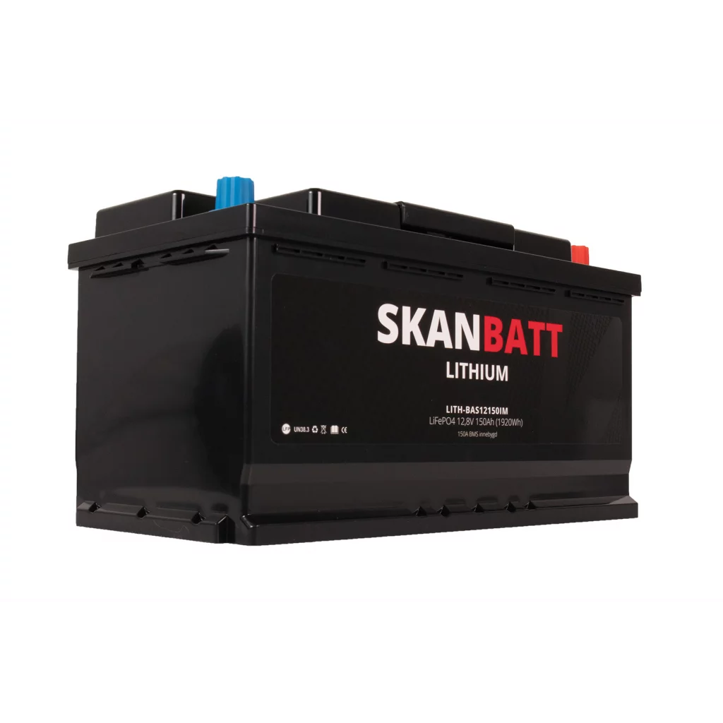 SKANBATT Lithium Batteri 12V 150AH 150A BMS (352x174x190mm)