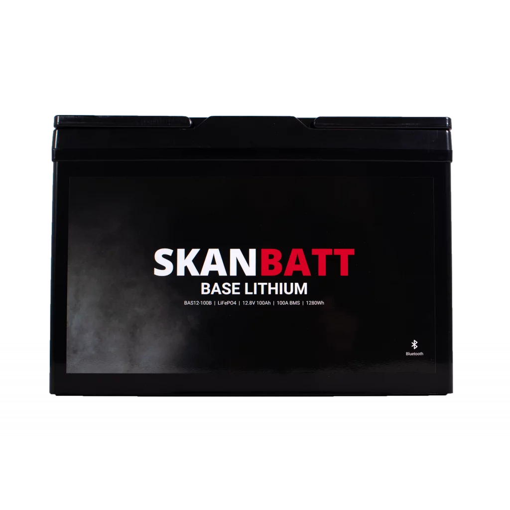 SKANBATT Base Lithium - 12V 100Ah 100A BMS - 307x169x208mm - Bluetooth - 3 Års garanti