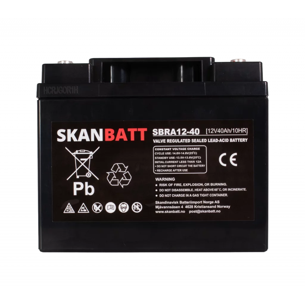 SKANBATT AGM Deep Cycle Batteri 12V 40Ah (198x166x171mm) +høyre