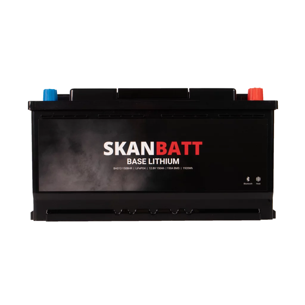 SKANBATT Base Lithium - 12V 150Ah 150A BMS - 355x175x188mm - Bluetooth - Heat - 3 Års garanti - Bobil