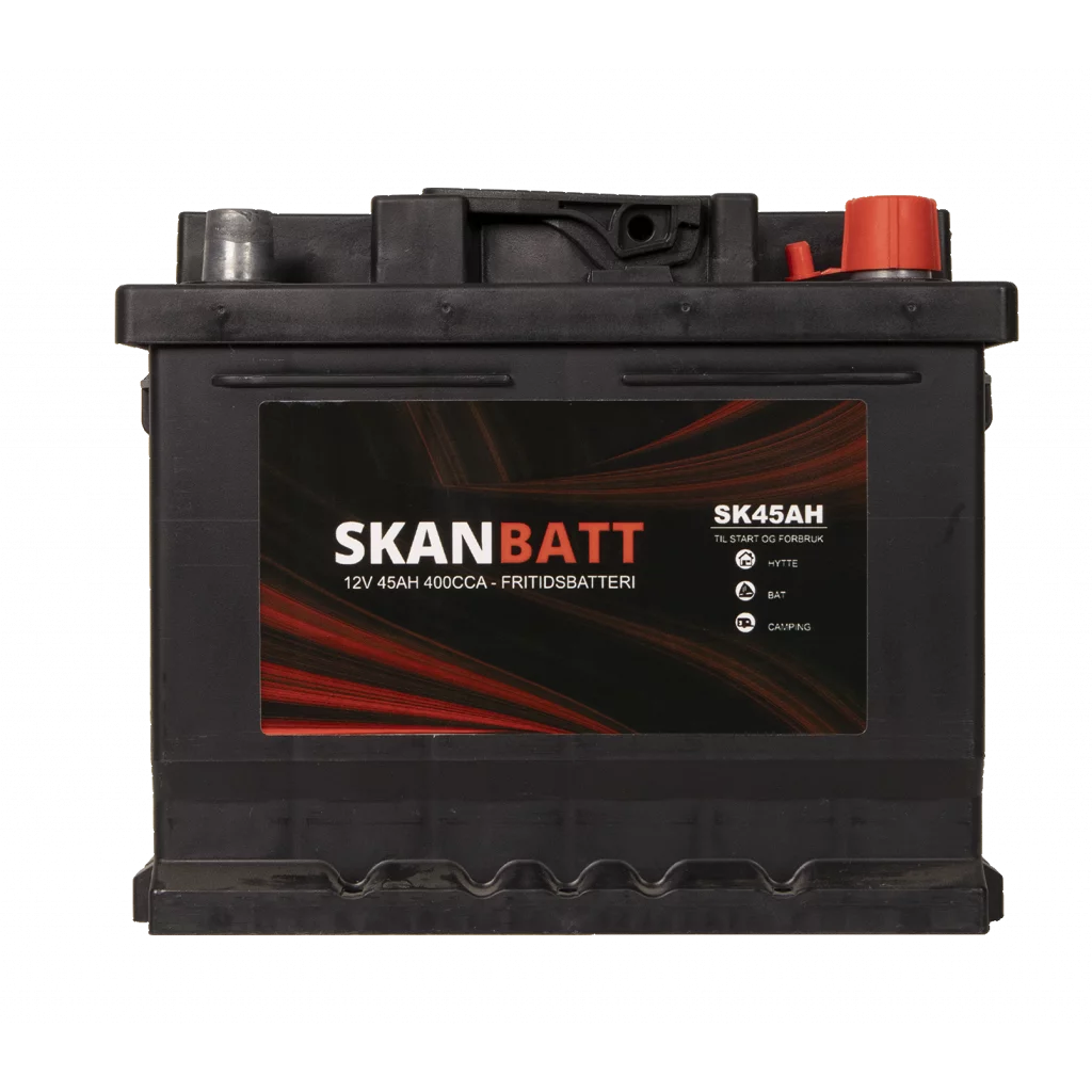 SKANBATT Fritidsbatteri 12V 45AH 400CCA (207x175x175/175mm) +høyre