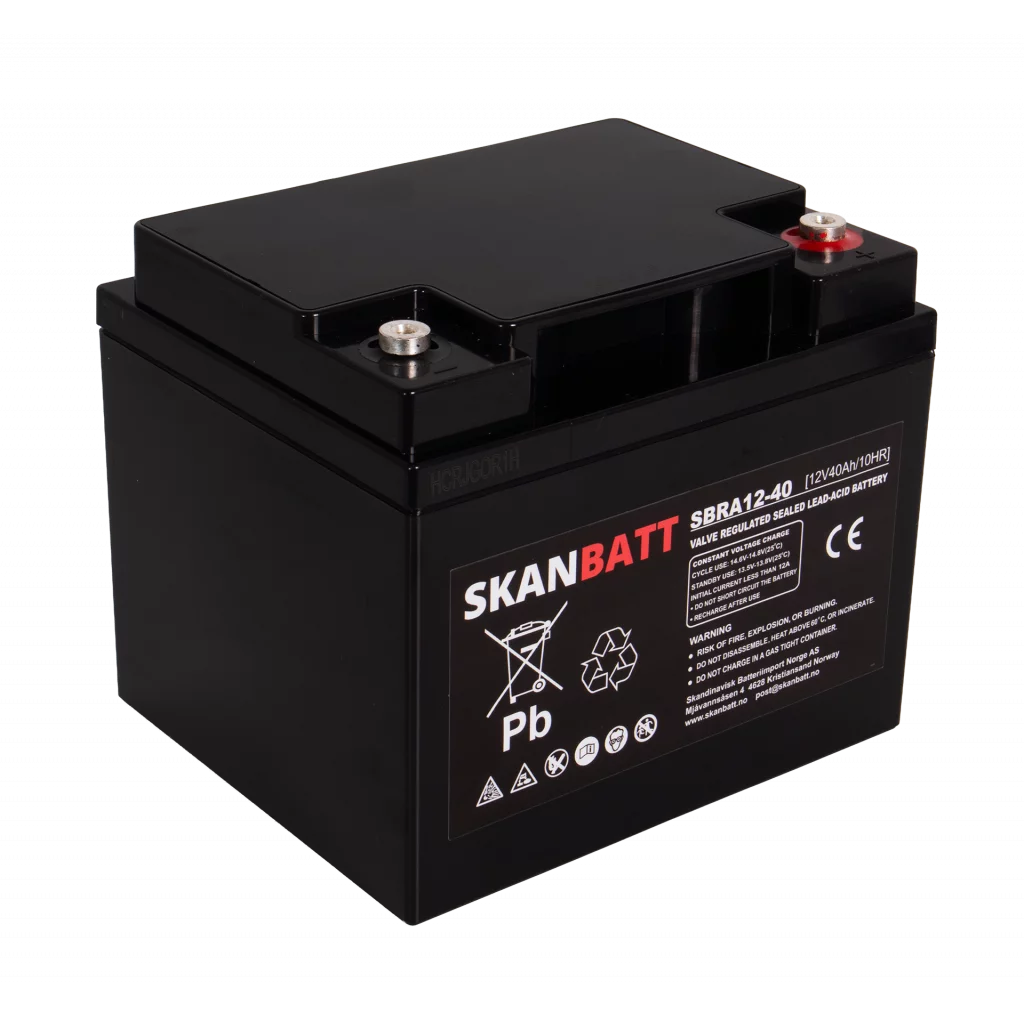 SKANBATT AGM Deep Cycle Batteri 12V 40Ah (198x166x171mm) +høyre