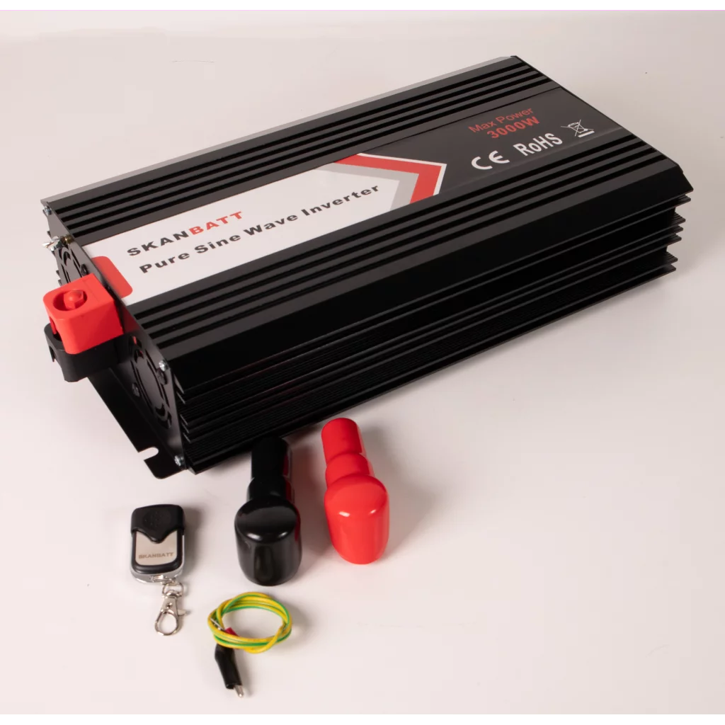 SKANBATT Inverter 24V 3000W (6000W) Ren Sinus m/Trådløs Fjernkontroll