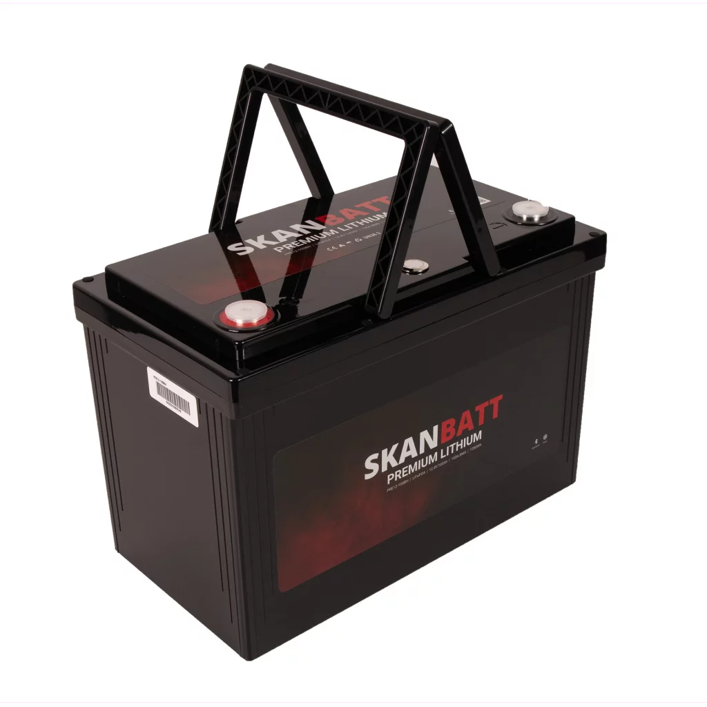 SKANBATT Premium Lithium - 12V 100Ah 100A BMS - 306x172x212mm - Bluetooth - Heat - 8 Års garanti
