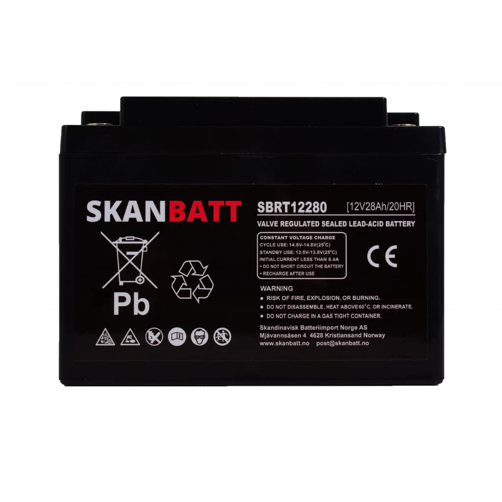 SKANBATT AGM Batteri 12V 28AH (166x175x125mm) M5