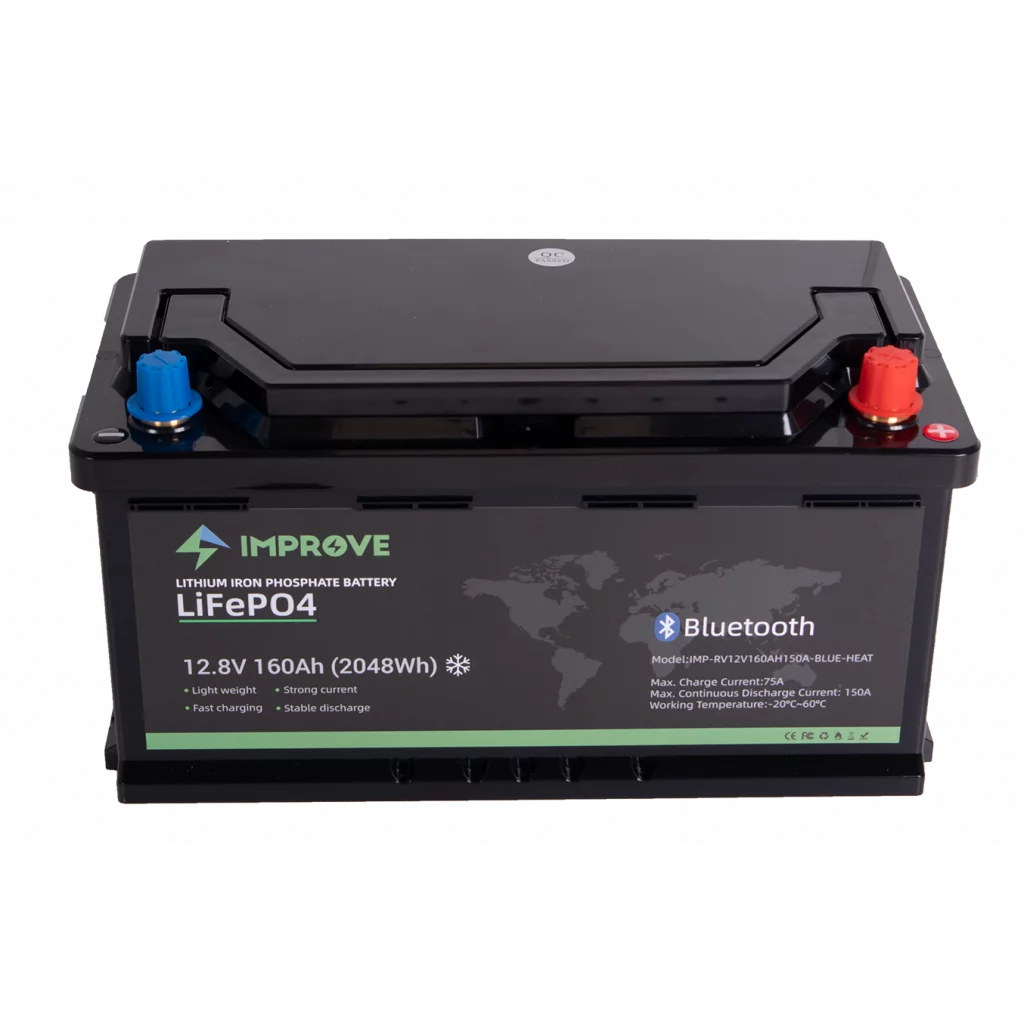 IMPROVE Lithium Batteri 12V 160Ah (LiFePO4) BMS 150A - BOBIL - HEAT - Bluetooth