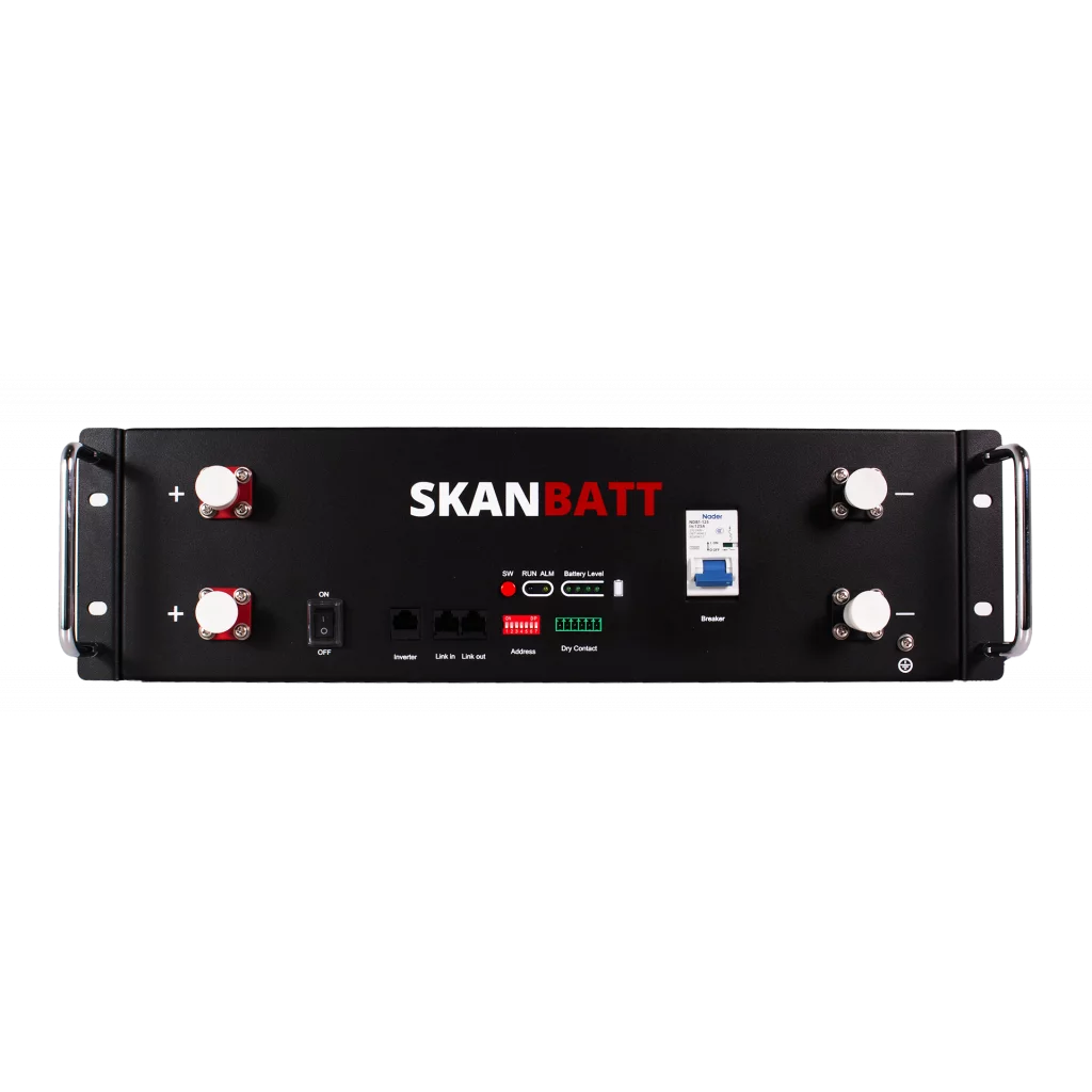 SKANBATT Premium Lithium 3U Rackbatteri 51,2V 100Ah - 5,12kWh - LiFePO4 - OTA