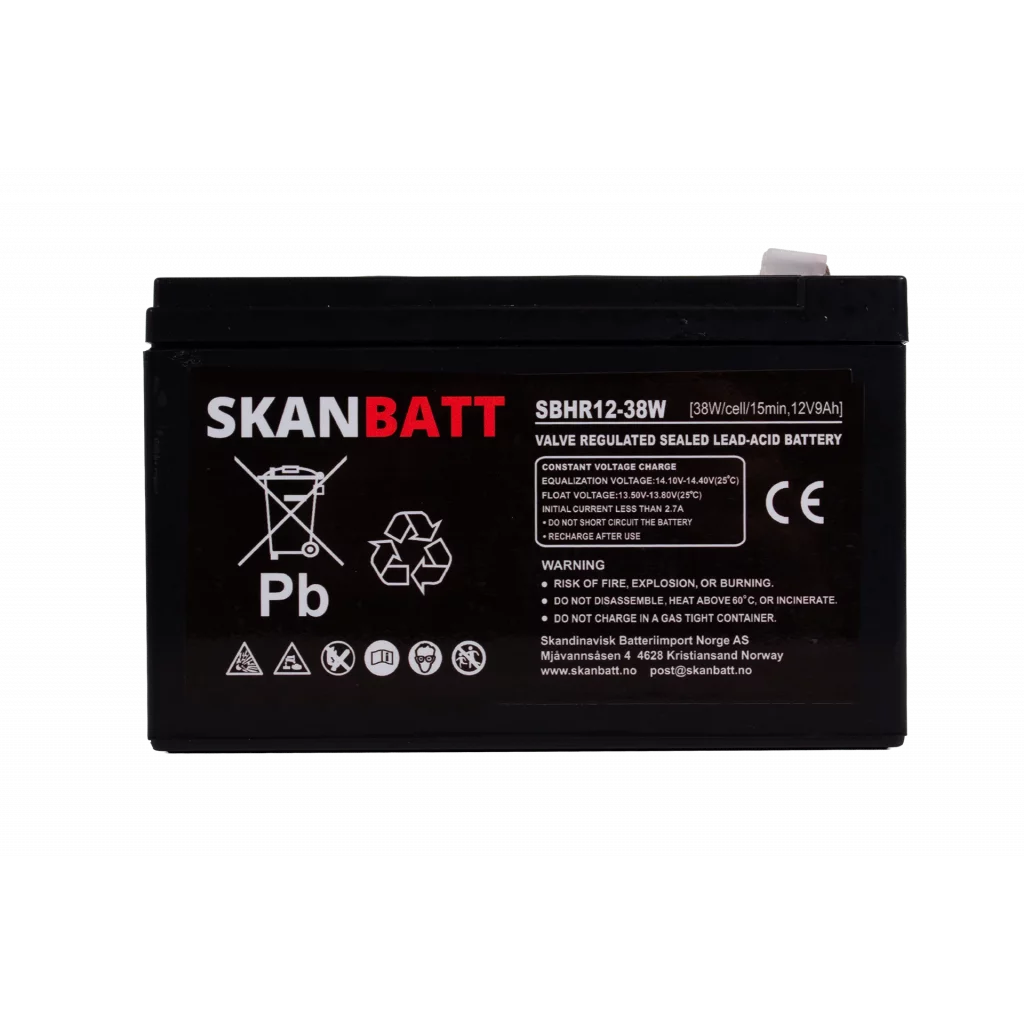 SKANBATT High Rate AGM Batteri 12V 9AH (151x65x93,5mm) F2
