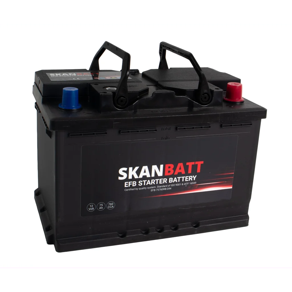 SKANBATT EFB Startbatteri 12V 75AH 760CCA (278x175x190mm) +R