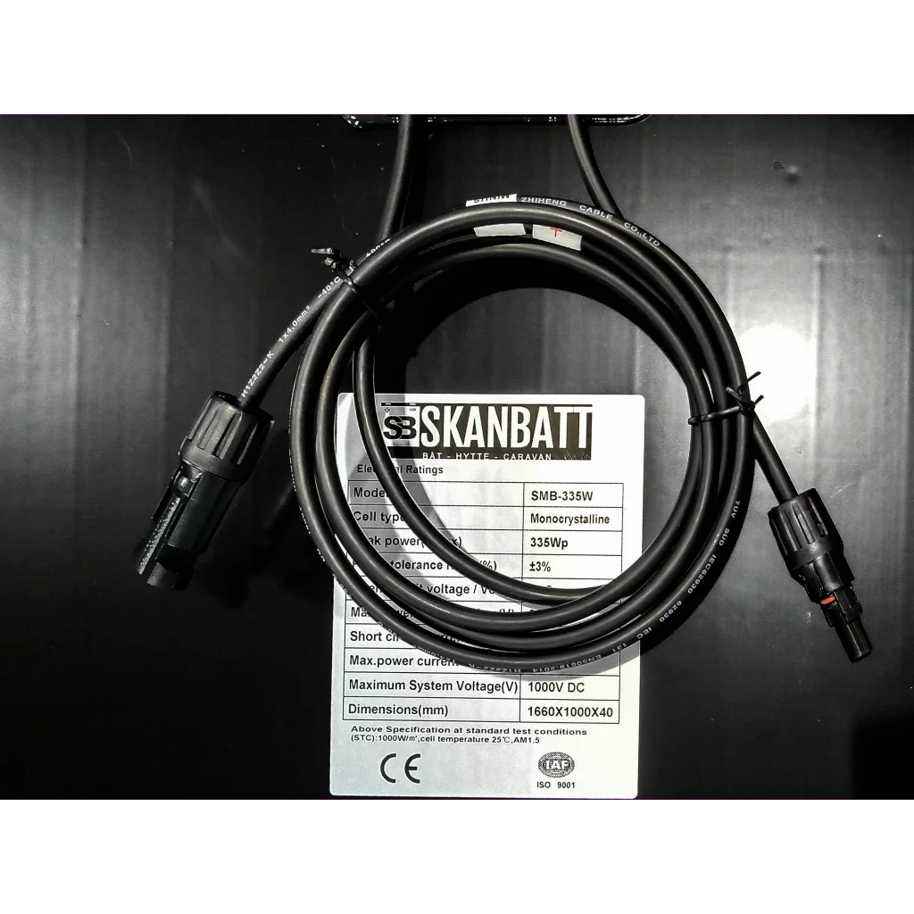 SKANBATT Solcellepanel 335W - All Black - Mono - PERC - 1660x1000x40mm