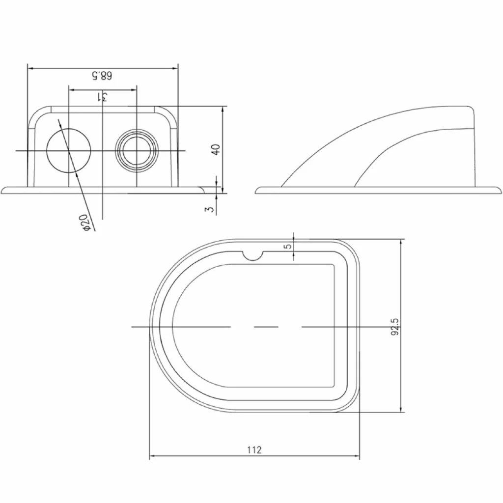 Kabelgjennomføring hvit (dobbel) (TB-ABS-006)