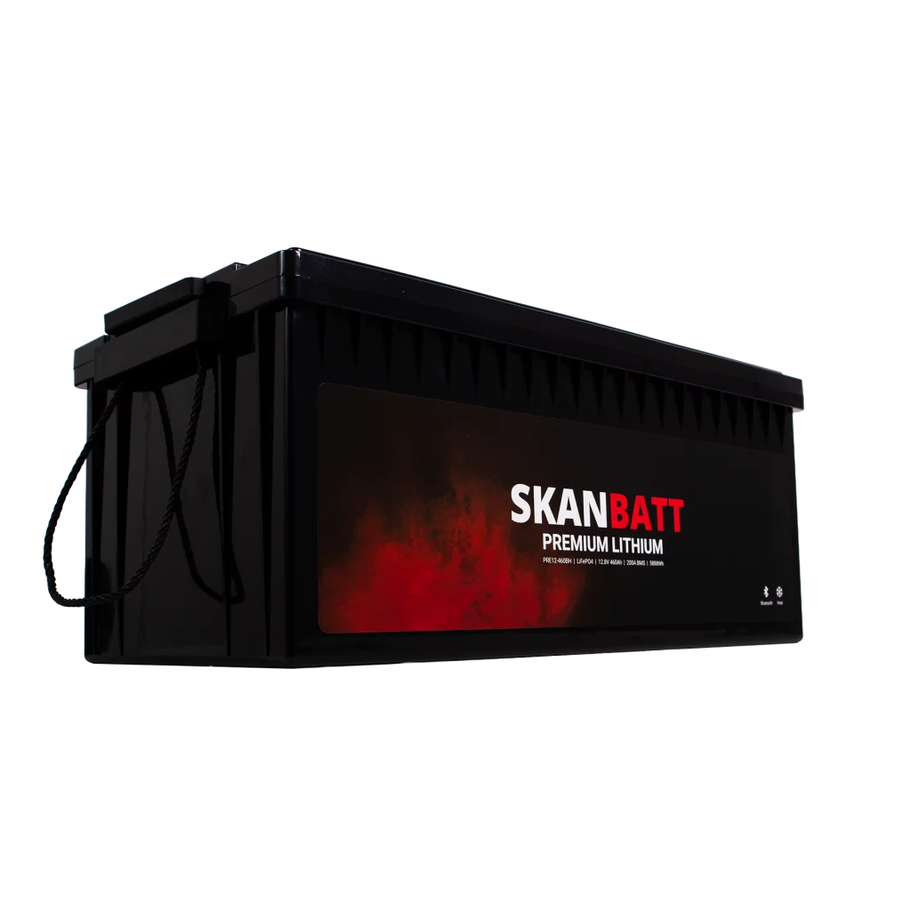 SKANBATT Premium Lithium - 12V 460Ah 200A BMS - 522x218x268mm - Bluetooth - Heat - 8 Års garanti
