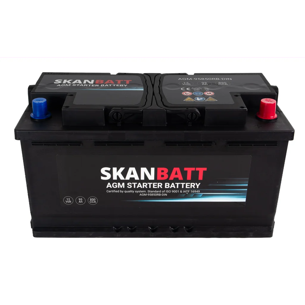 SKANBATT AGM Startbatteri 12V 95AH 850CCA (353x175x190mm) +R