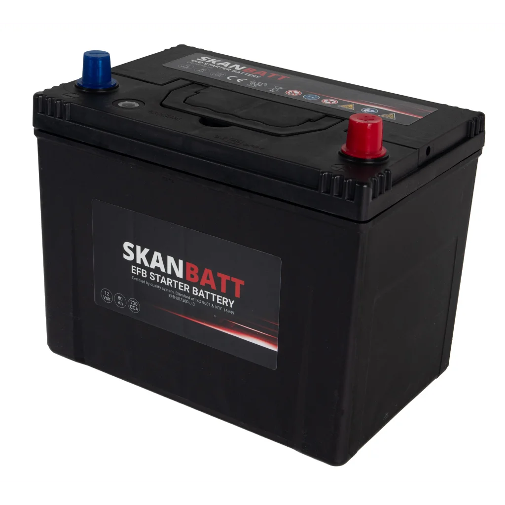 SKANBATT EFB Startbatteri 12V 80AH 730CCA (260x174x225mm) +R
