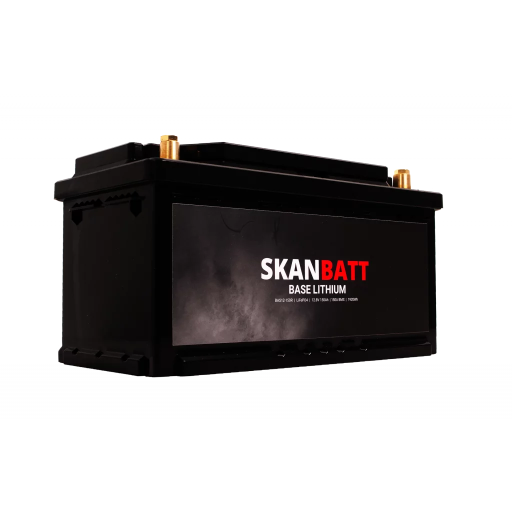 SKANBATT Base Lithium - 12V 150Ah 150A BMS - 355x180x190mm - 3 Års garanti - Bobil