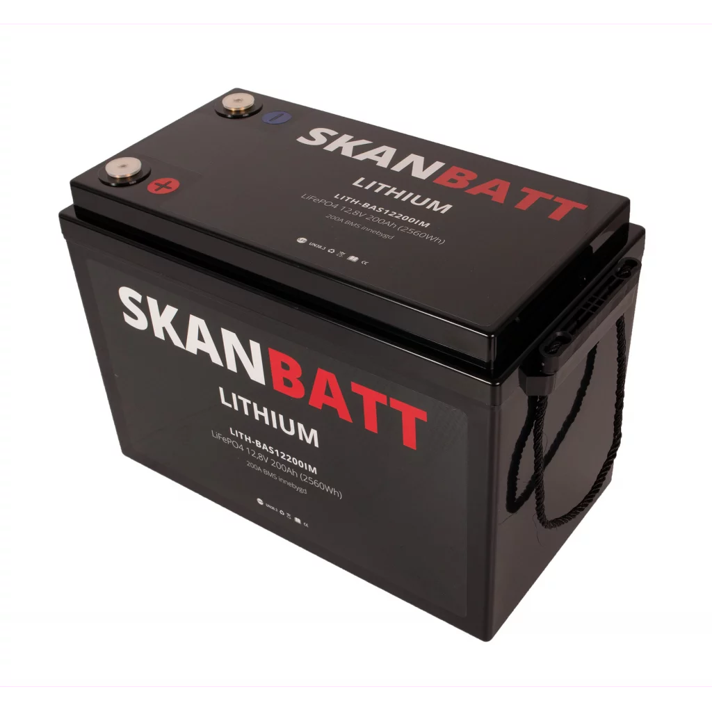 SKANBATT Lithium Batteri 12V 200AH 200A BMS (345x190x245mm)